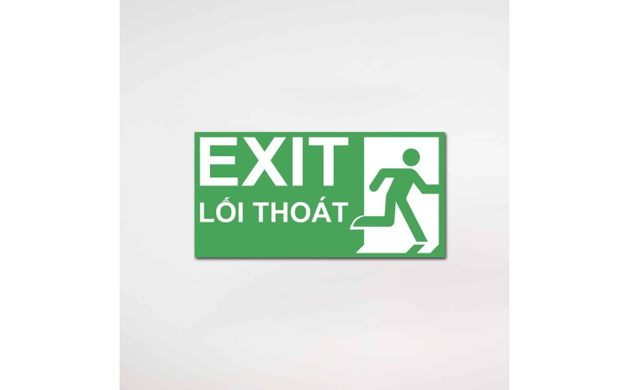 In UV Trên Mica - Biển chỉ dẫn lối thoát hiểm exit an toàn pccc